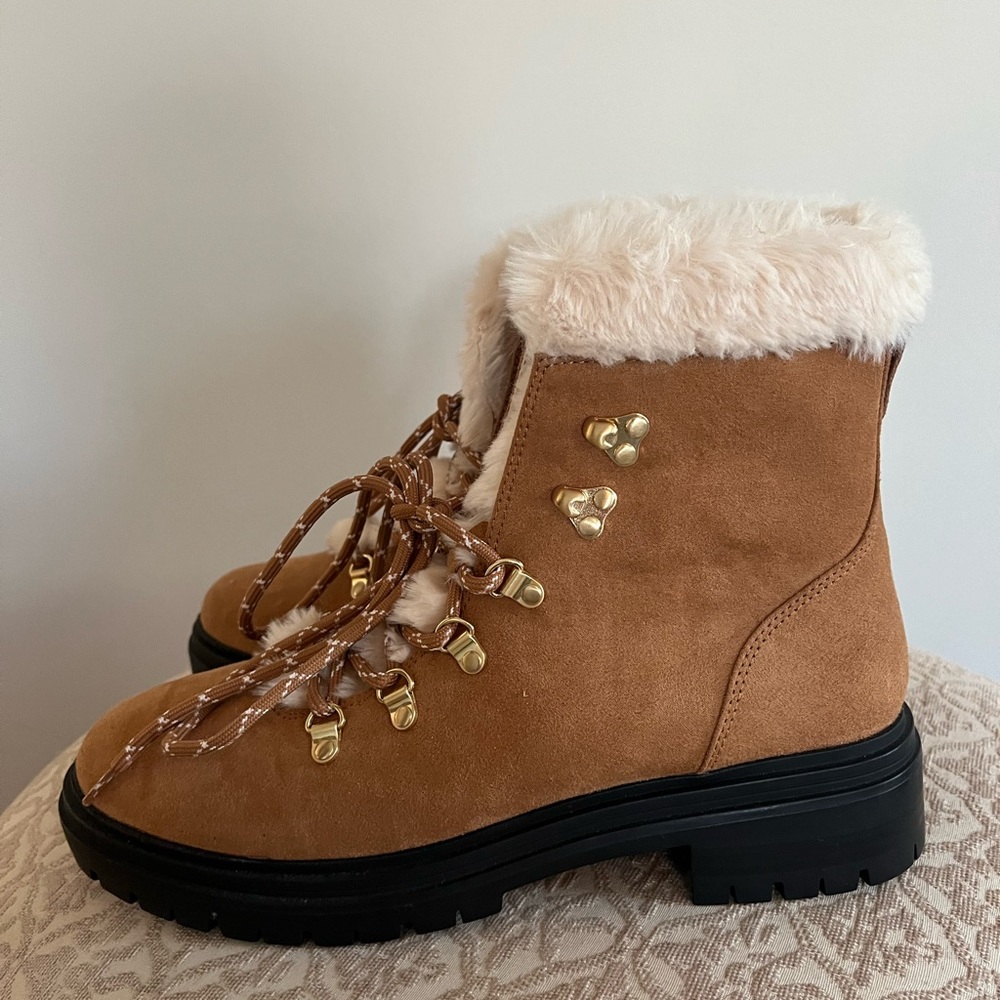 J Crew faux fur lined boots. Never worn. Perfect condition.